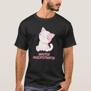 T-shirt Master Procatstinator Chat Humour Kitten Lazy