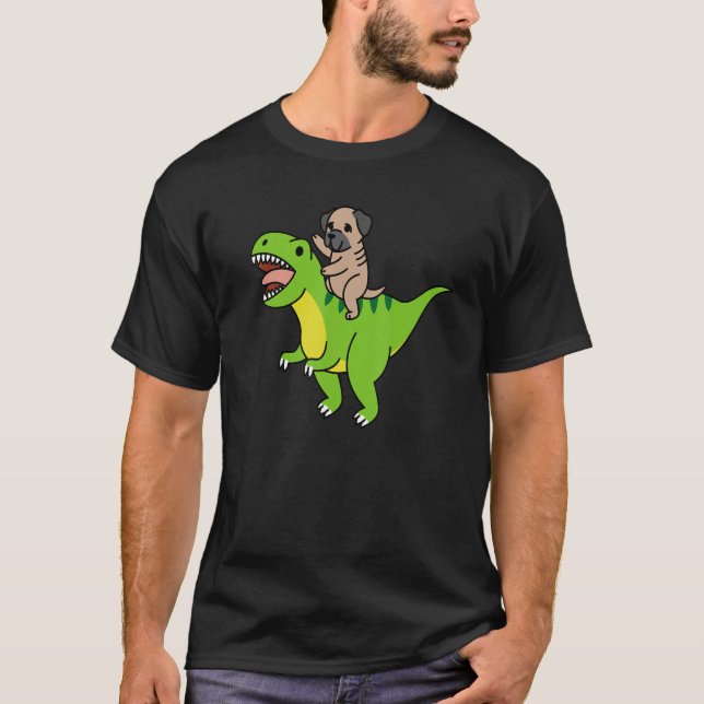 T-shirt Mastiff anglais équitation Rex Dinosaur Chien (Devant)