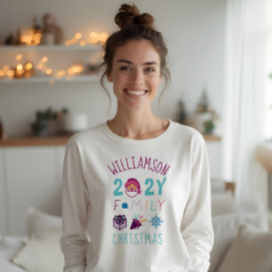 T-shirt Matching Family 2021 Cartoon amusant Noël Emoji