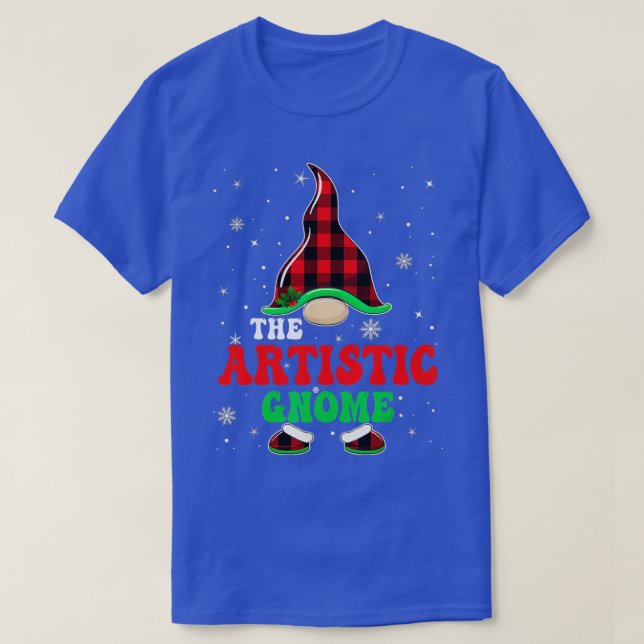 T-shirt Matching Family Buffalo Plaid The Artistic Gnome C (Design devant)