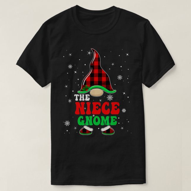 T-shirt Matching Family Buffalo Plaid The Niece Gnome Chri (Design devant)