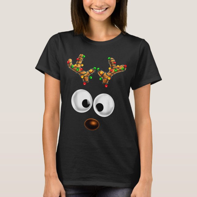 T-shirt Matching Family Christmas Reindeer Face Christmas  (Devant)