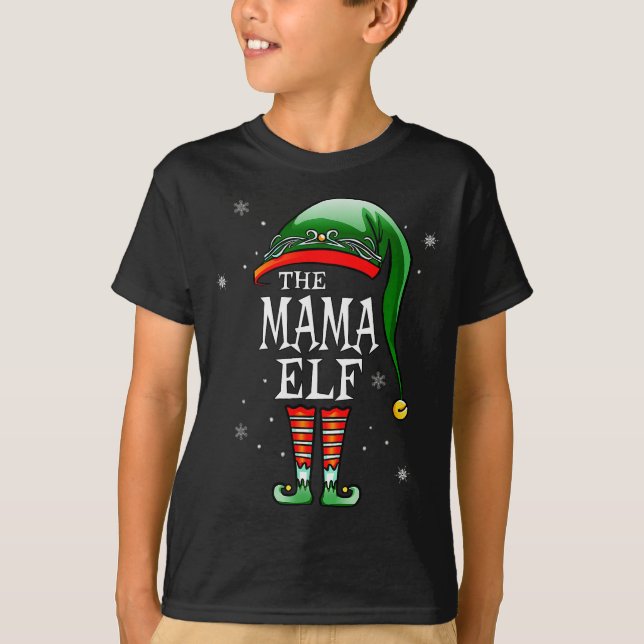 T-shirt Matching Family Funny The Mama Elf Christmas  (Devant)