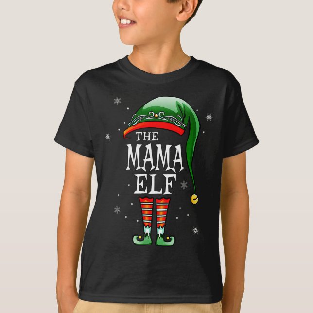 T-shirt Matching Family Funny The Mama Elf Christmas  (Devant)
