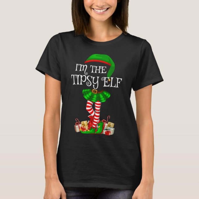 T-shirt Matching Family Group I'm The Tipsy Elf Christmas  (Devant)