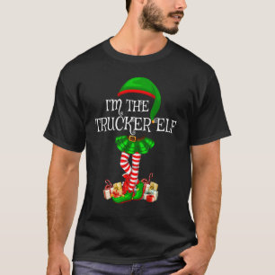 T-shirt Matching Family Group I'm The Trucker Elf Christma