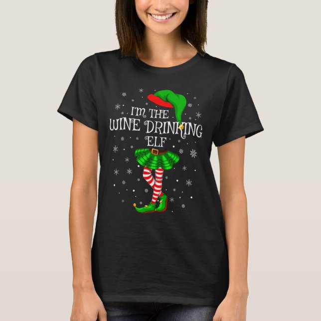 T-shirt Matching Family Group I'm The Wine Drinking Elf Ch (Devant)