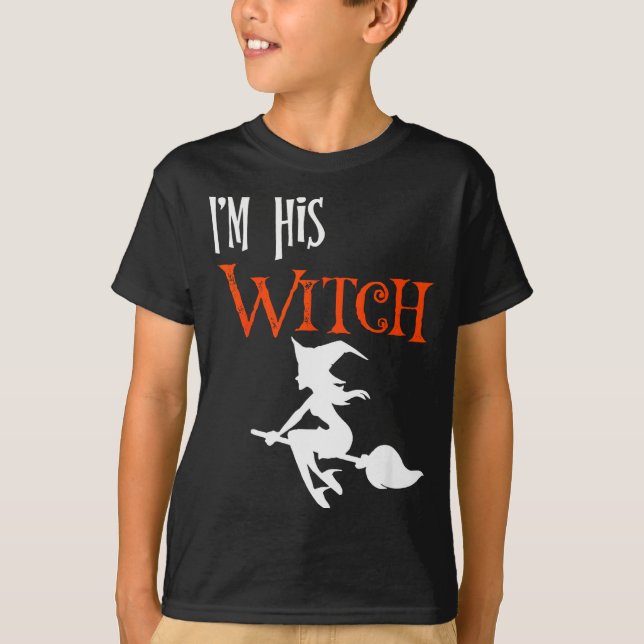 T-shirt Matching Halloween I'm His Witch_i'm Her Boo Coupl (Devant)
