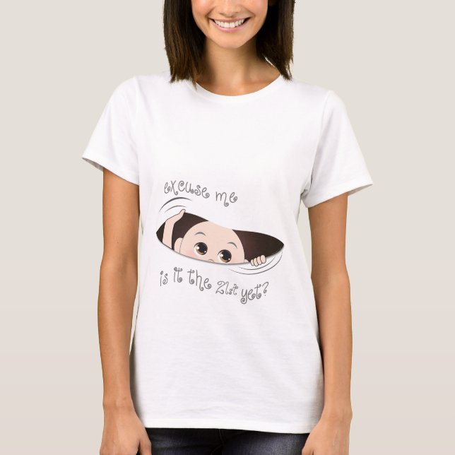 T-shirt Maternité amusante - Est-il temps encore votre DUE (Devant)