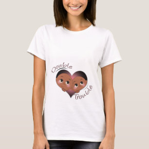 T-shirt Maternité amusante - Twins Coeur Double Trouble