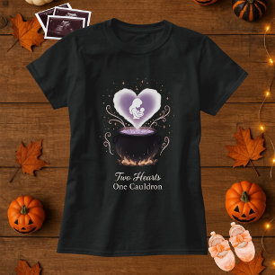 T-shirt Maternité Halloween Deux Coeurs Un Cauldron