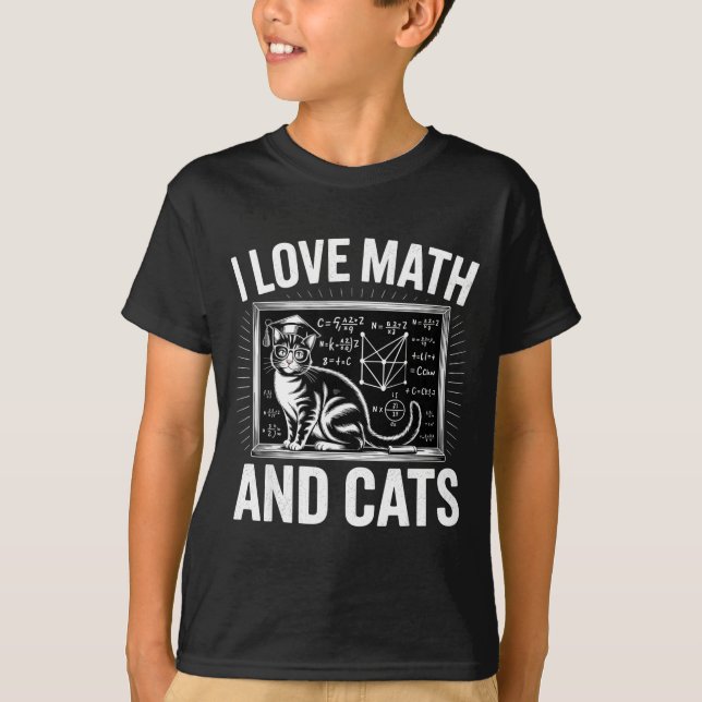 T-shirt Math Cat Lover Funny Math Teacher I Love Math And  (Devant)