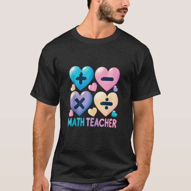 T-shirt Math Enseignant Coeur Candy Valentines Jour Math G (Devant)