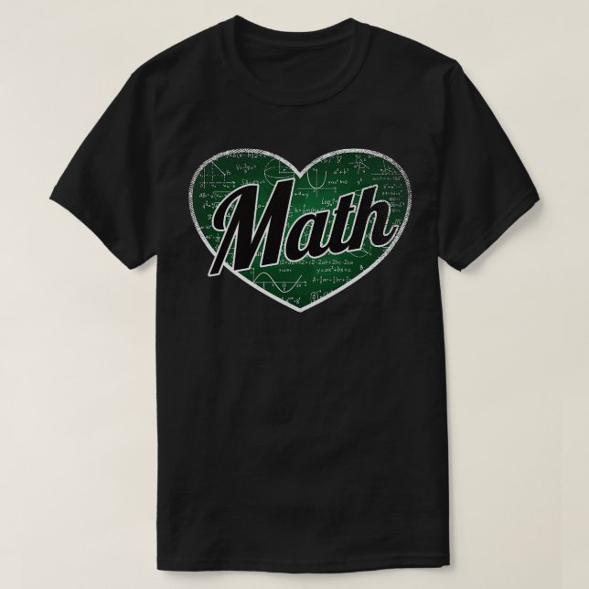 T-shirt Math Retro Heart Blackboard Love (Design devant)