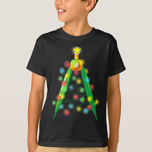 T-shirt Math Teacher Comp Christmas Tree Lights School Geo (Devant)