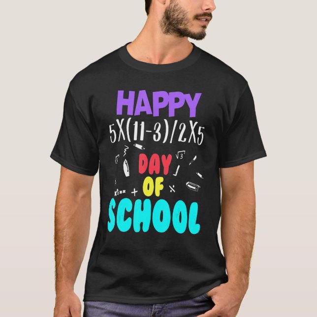 T-shirt Math Teacher Happy 100th Day of School Equations_1 (Devant)