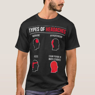 T-shirt Math Types de maux de tête phase d'examen drôle éq