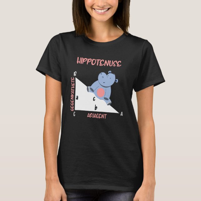 T-shirt Mathematician Hippotenuse Hippo Triangle (Devant)