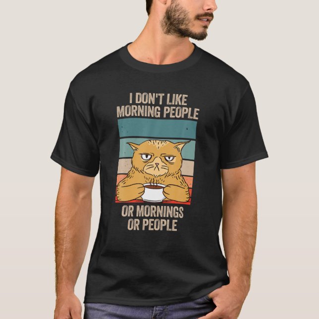 T-shirt Matin Personnes Cat Cat Coffee Groupement Dernier  (Devant)