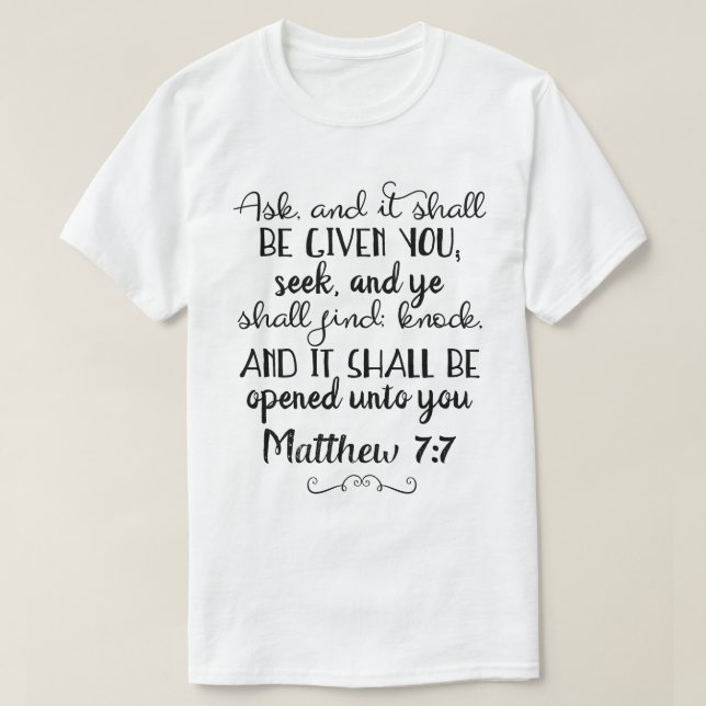 T-shirt Matthieu 7:7 Demandez, Cherchez, Knock Christian T (Design devant)