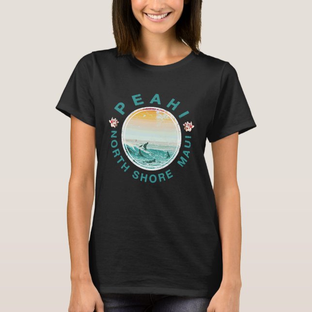 T-shirt Maui Peahi Surfing Hawaiian Retro (Devant)