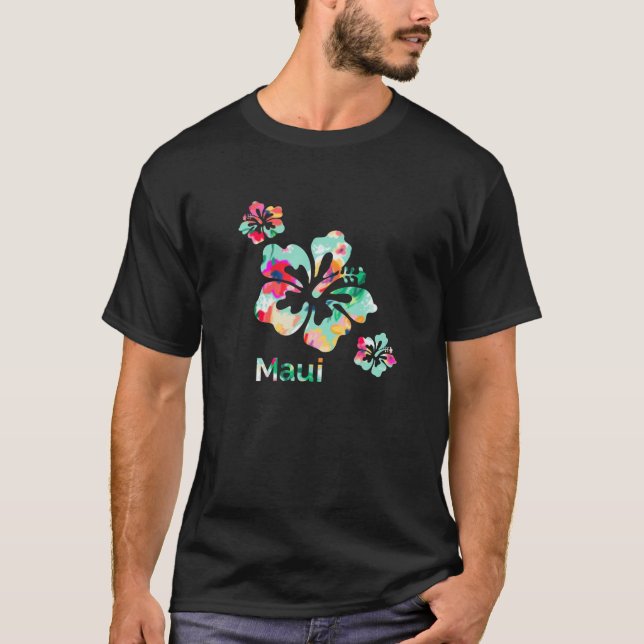 T-shirt Maui T Shirt Hawaii Islands Hawaii Hibiscus flux (Devant)