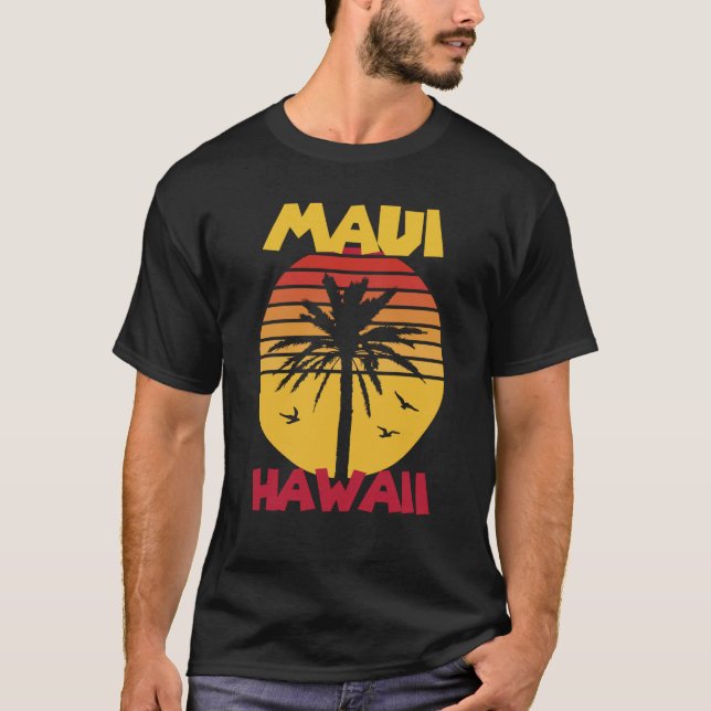 T-shirt Maui Vacation Hawaii Palm trees Beach Ocean Surfin (Devant)