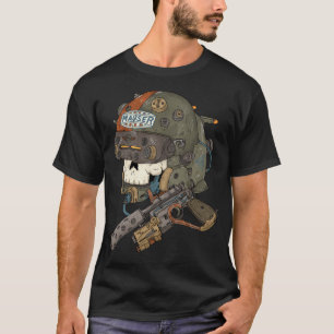 T-shirt Mauser Pistol Pilot. Casque crâne Cyberpunk.