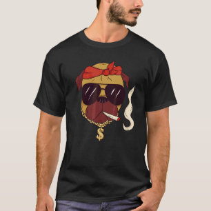 T-shirt Mauvais Carlin Lunettes de soleil Chaîne en or Pap