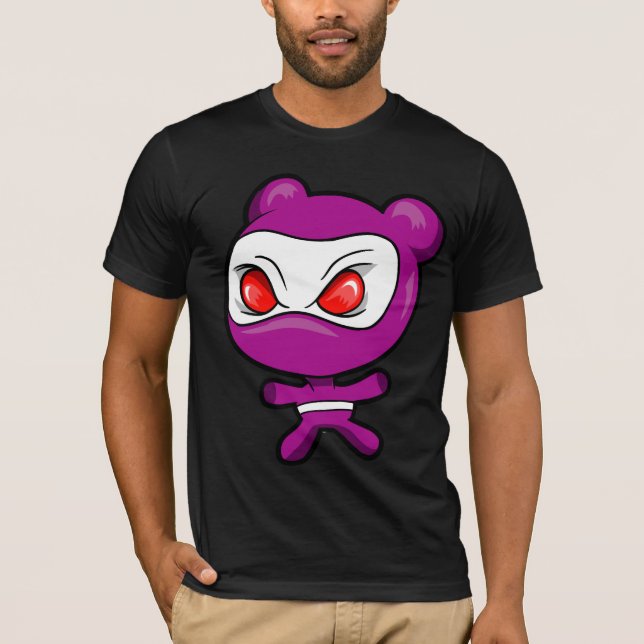 T-shirt mauvais de Ninja de guerrier d'ours blanc (Devant)