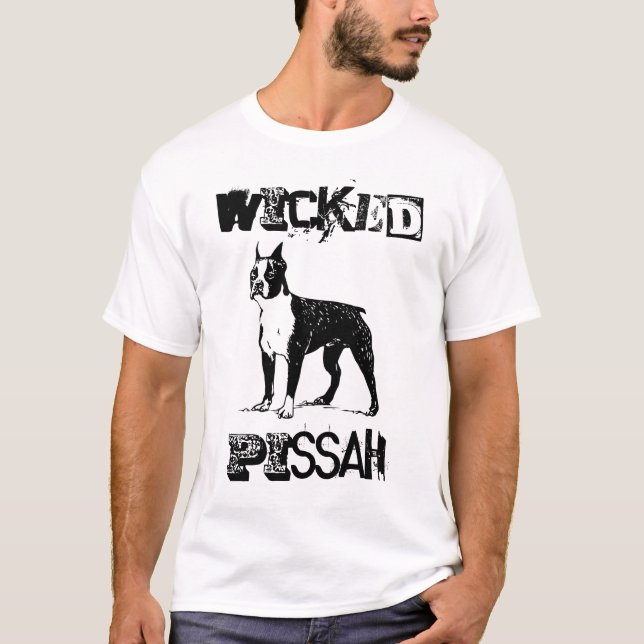 T-shirt mauvais de Pissah Boston Terrier (Devant)