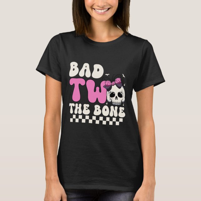 T-shirt Mauvais Deux L'Os 2e Anniversaire Filles Éffrayant (Devant)