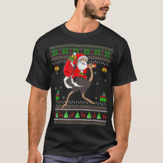 T-shirt Mauvais Noël drôle Père Noël équitation Emu Oiseau