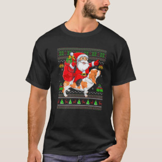 T-shirt Mauvais Noël Funny Père Noël À cheval Basset Hound