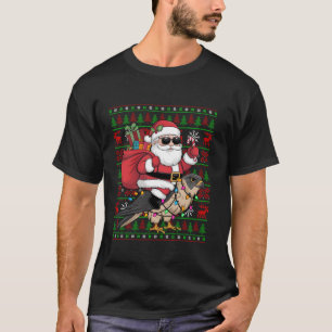 T-shirt Mauvais Noël Lumières Drôle Père Noël équitation F