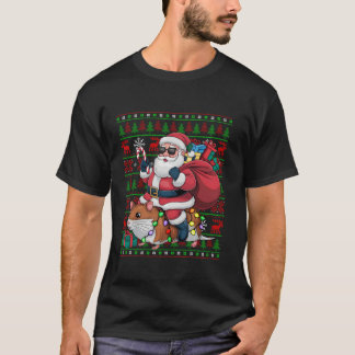 T-shirt Mauvais Noël Lumières Drôle Père Noël équitation H