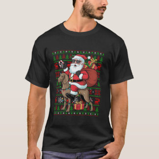 T-shirt Mauvais Noël Lumières Drôle Père Noël équitation R