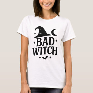 T-shirt Mauvaise sorcière Hallo féminin minimaliste noir