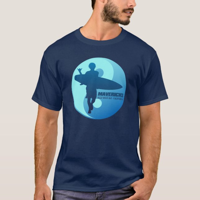 T-shirt Mavericks - Demi-Moon Bay (Bleu) (Devant)