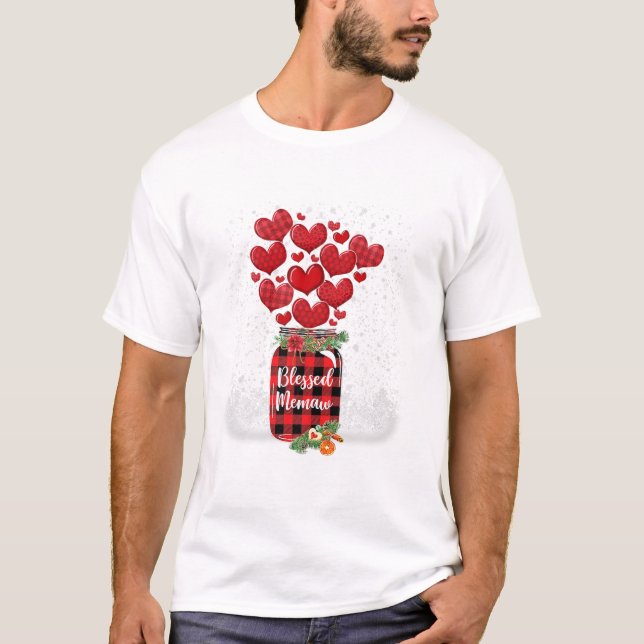 T-shirt Maw coeur rouge plaid Happy (Devant)