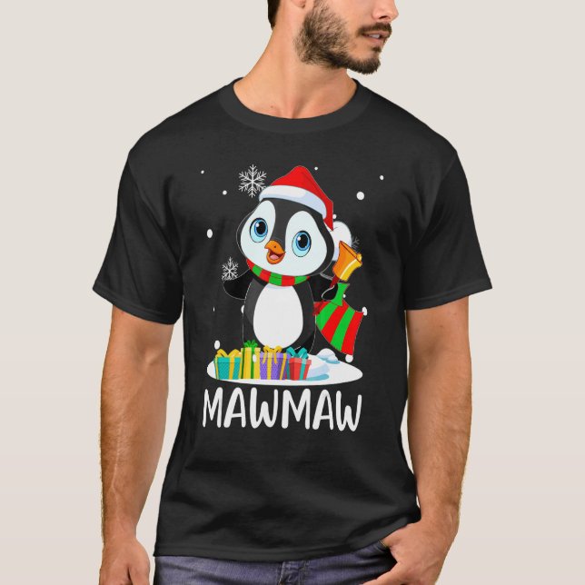 T-shirt Mawmaw Penguins Santa Hat Noël correspondant Fami (Devant)