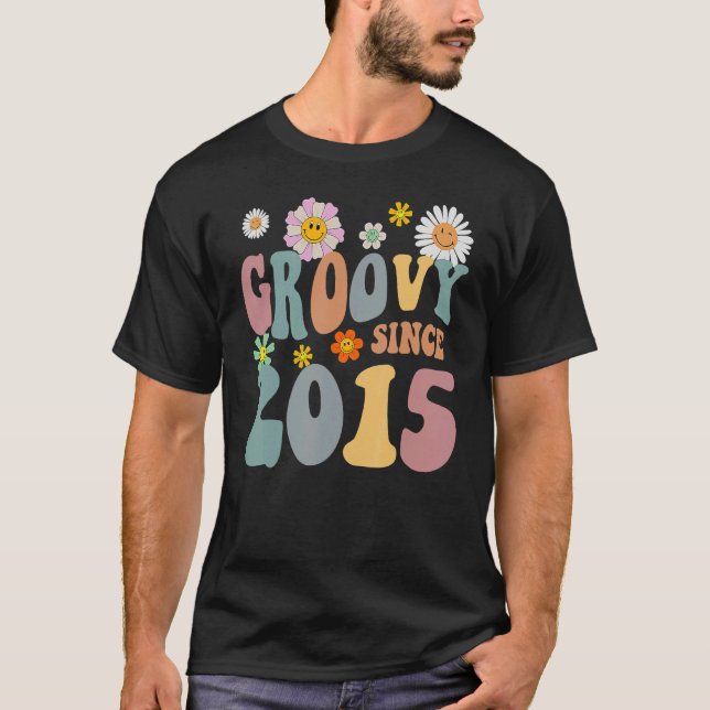T-shirt mb Super depuis 2015 Retro Hippie Flower 7th Birth (Devant)