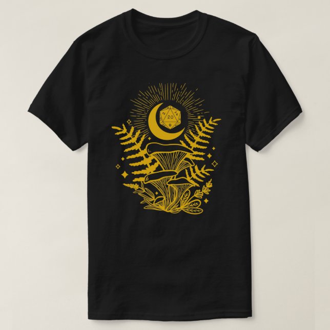 T-shirt MDN DRUID DICE Forest Mushroom Fern and Moon D20 f (Design devant)