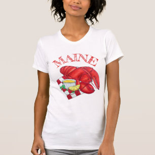 T-shirt ME Maine Lobster Shack Dîner de fruits de mer Roug