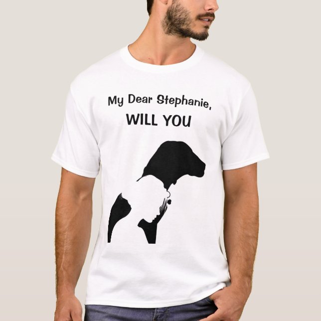 T-shirt Me marier Mariage Proposition Nom du chien (Devant)