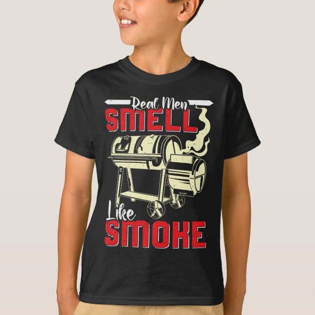 T-shirt Meat Lover Real Men Smell Like Smoke Funny Men  (Devant)