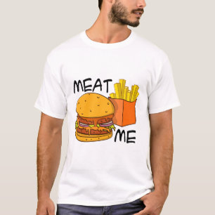 T-shirt "Meat me" Hamburger et friet illustration