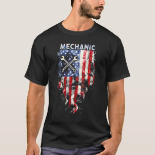 T-shirt Mécanicien fier Drapeau américain Indépendance