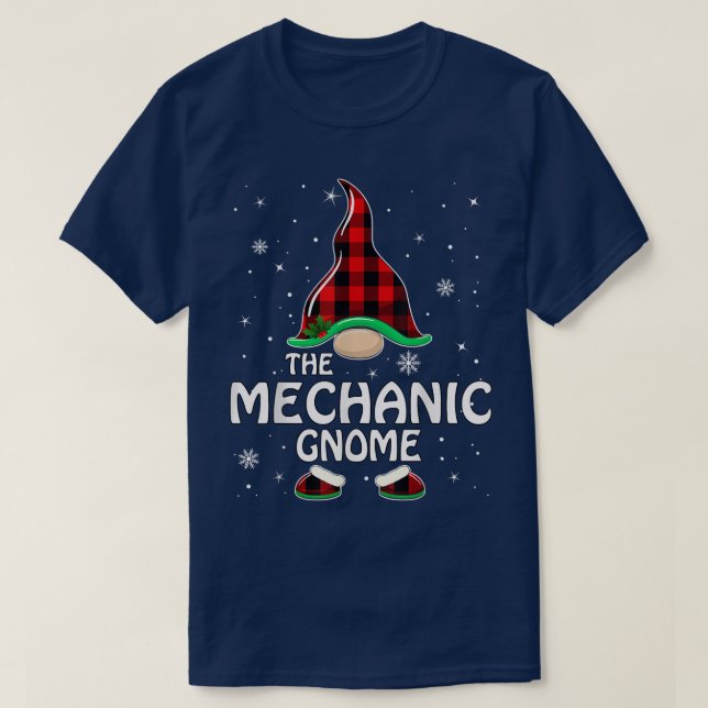 T-shirt Mécanicien Gnome Buffalo Plaid Matching Famille Ch (Design devant)
