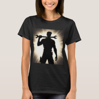T-shirt Mécanicien Silhouette Clé à l'Épaule